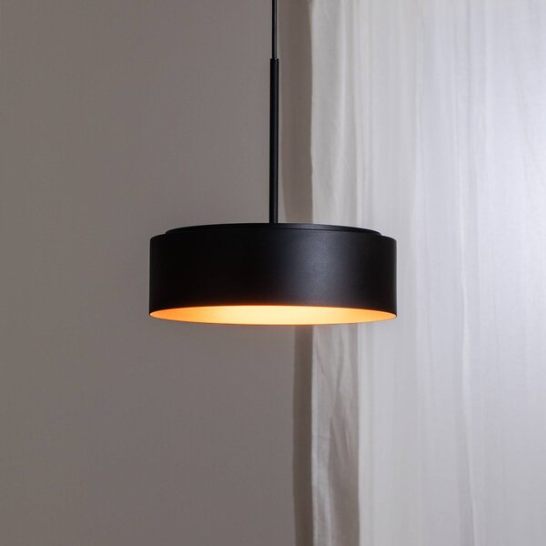 BEGA LED závěsná lampa Studio Line Ø 36 cm černá-měděná DALI, stmívatelný, Černá, Obývací pokoj / jídelna, Hliník