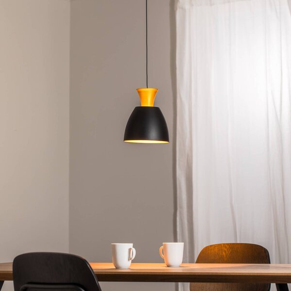BEGA Závěsné LED svítidlo Studio Line 51229, černá/mosaz, Ø 20 cm, stmívatelný, Černá, Obývací pokoj / jídelna, Hliník