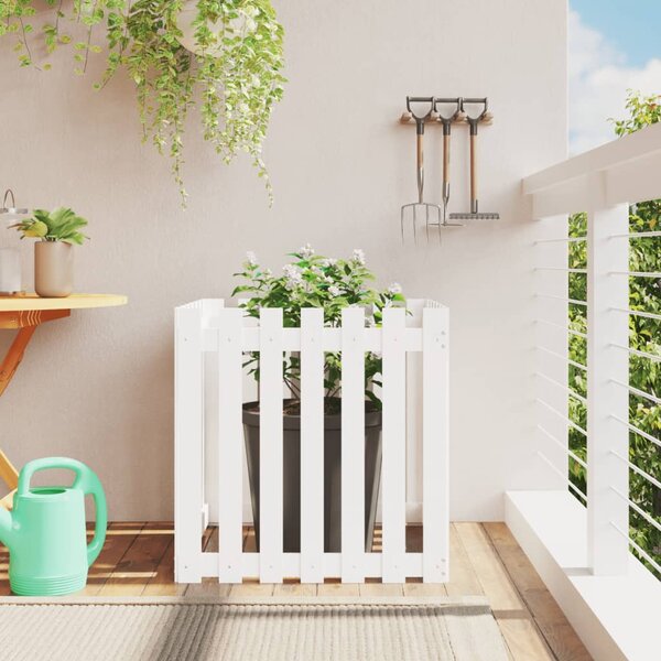 Zahradní truhlík plotový design bílý 70x70x70 cm masiv borovice