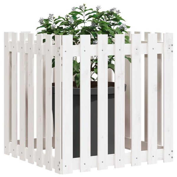 Zahradní truhlík plotový design bílý 70x70x70 cm masiv borovice