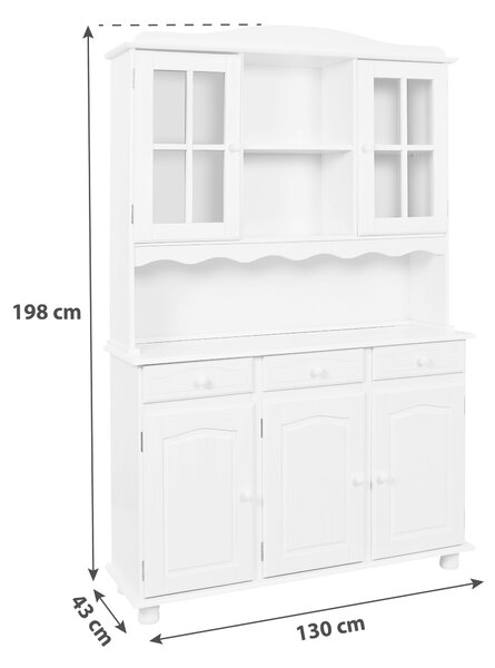 KREDENC, borovice, bílá, 130/198/43 cm P & B - Kredence a vitríny, Online Only