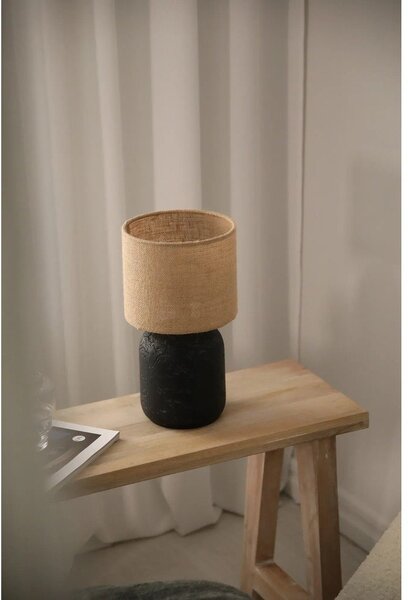 Stolní lampa se stínidlem z juty v černo-přírodní barvě (výška 32,5 cm) Montagna – Markslöjd