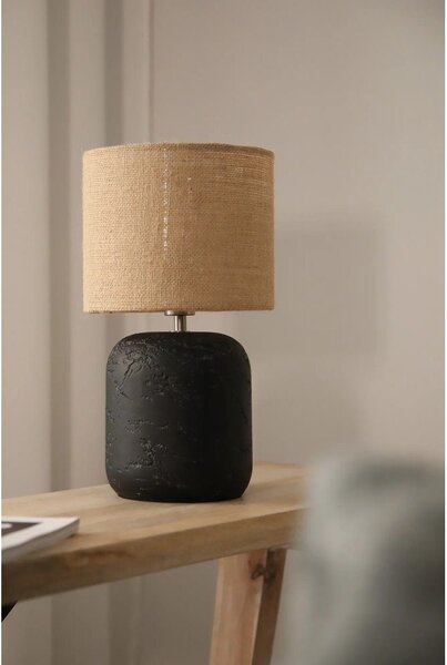 Stolní lampa se stínidlem z juty v černo-přírodní barvě (výška 32,5 cm) Montagna – Markslöjd