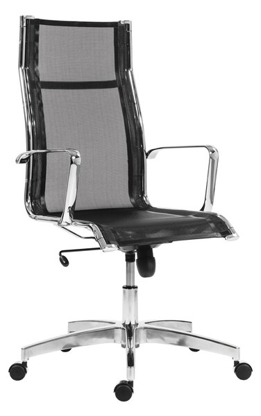 Kancelářská židle KASE – 8800 MESH HIGH BACK černá (kancelářská židle se síťovinou na sedáku a opěráku)