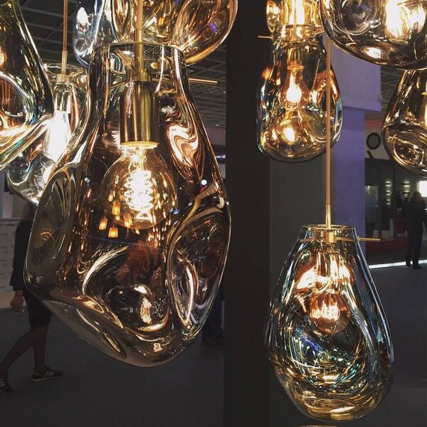 Toolight Skleněná závěsná stropní lampa APP327-1CP modrá