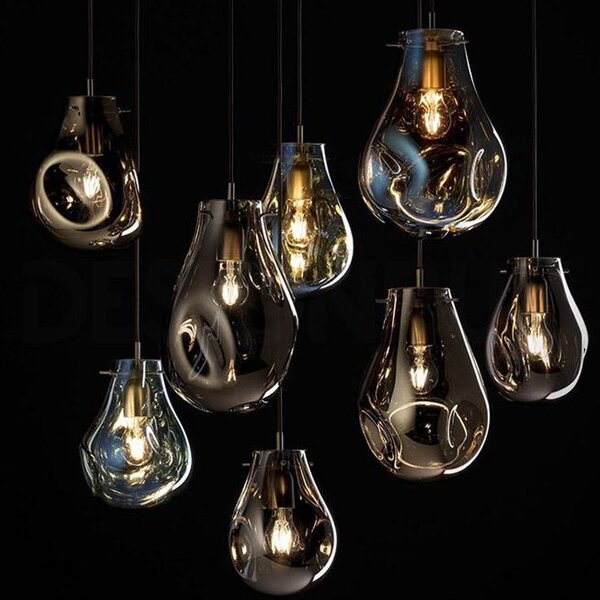 Toolight Skleněná závěsná stropní lampa APP327-1CP modrá