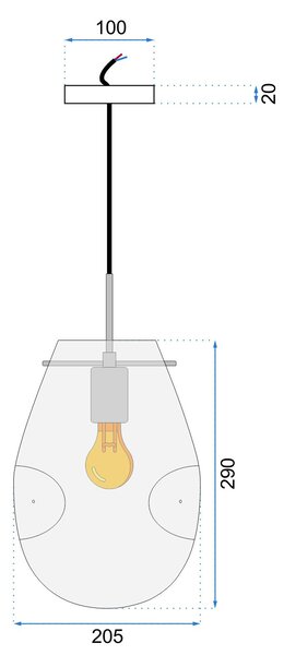 Toolight Skleněná závěsná stropní lampa APP327-1CP modrá