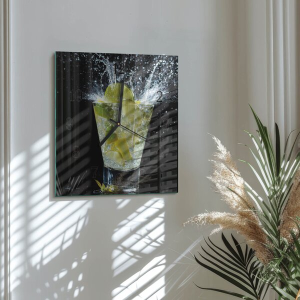 Skleněné hodiny na stěnu Koktejl zskc-30x30-00178903