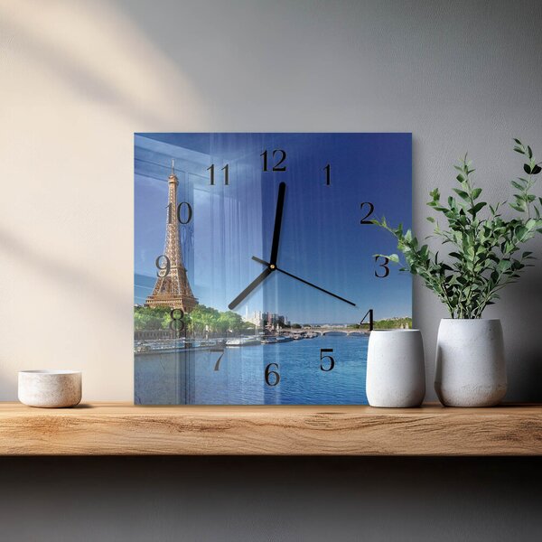 Skleněné hodiny na stěnu Pařížská obloha zskc-30x30-00177507