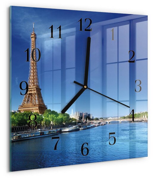 Skleněné hodiny na stěnu Pařížská obloha zskc-30x30-00177507