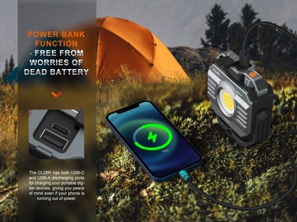 Fenix CL28R - LED Stmívatelný nabíjecí reflektor LED/USB IP66 2000 lm 360 h