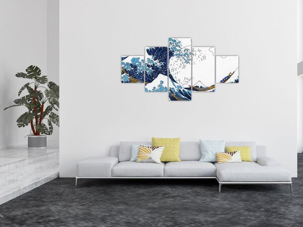 Obraz - Japonská kresba, vlny (125x70 cm)