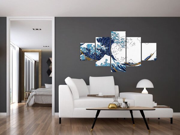 Obraz - Japonská kresba, vlny (125x70 cm)