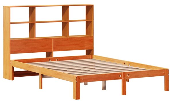 Postel s knihovnou bez matrace 140 x 190 cm masivní borovice 3322576