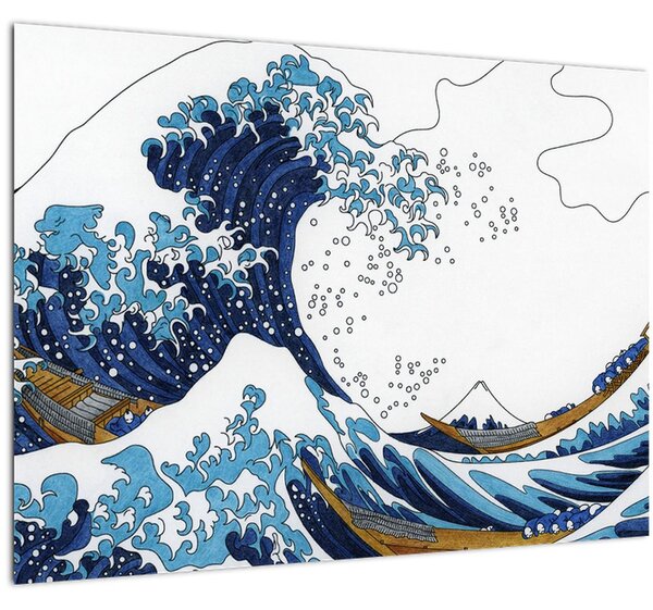 Obraz - Japonská kresba, vlny (70x50 cm)