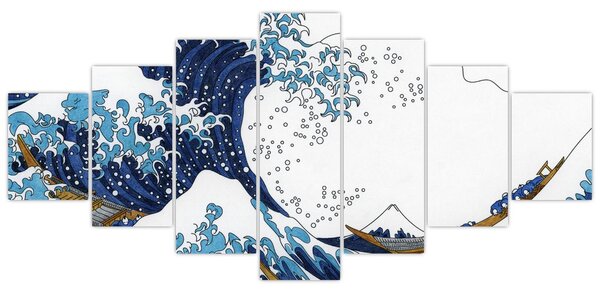 Obraz - Japonská kresba, vlny (210x100 cm)