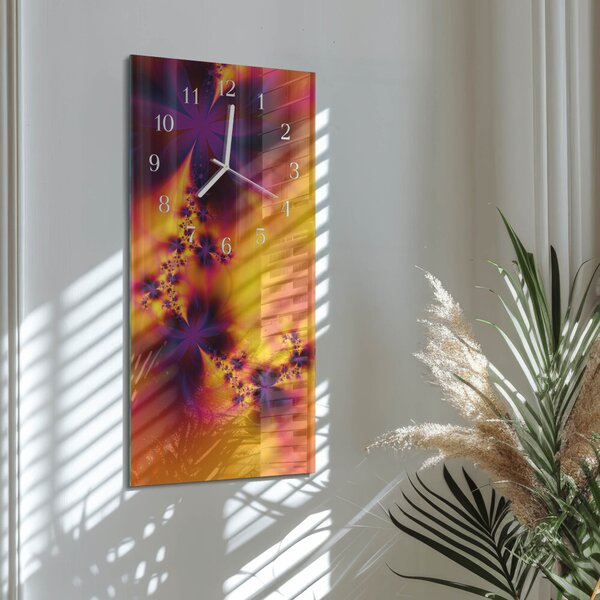 Skleněné hodiny vertikální Květiny zsppb-30x60-00079285