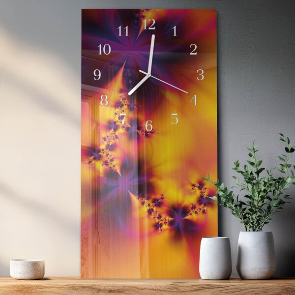 Skleněné hodiny vertikální Květiny zsppb-30x60-00079285