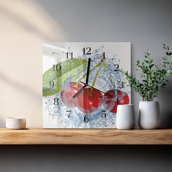 Skleněné hodiny na stěnu Třešně zskc-30x30-00179421