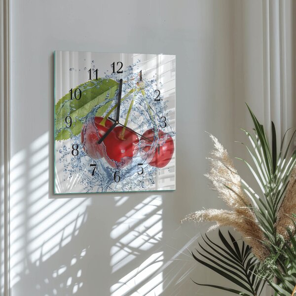 Skleněné hodiny na stěnu Třešně zskc-30x30-00179421