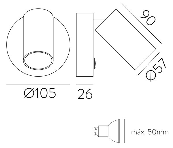 ACB Iluminacion Nástěnné svítidlo GINA, 1xGU10 8W Barva: Černá