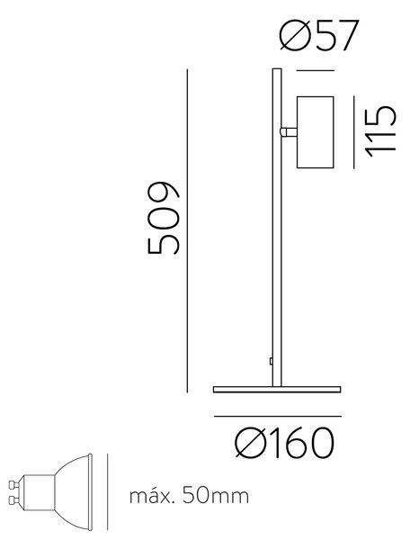 ACB Iluminacion Stolní lampa GINA, v. 51 cm, 1xGU10 8W Barva: Bílá