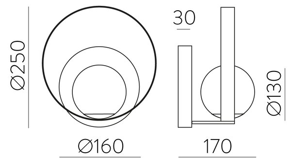 ACB Iluminacion Nástěnné LED svítidlo HALO, ⌀ 16 cm, 5W, CRI90, CCT switch 2700-3000K Barva: Zlatá, Stmívání, řízení: TRIAC