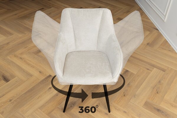 2SET jídelní židle AVIGNON 360° šampaňská béžová/černá žinylková tkanina Nábytek | Jídelní prostory | Jídelní židle | Křesložidle