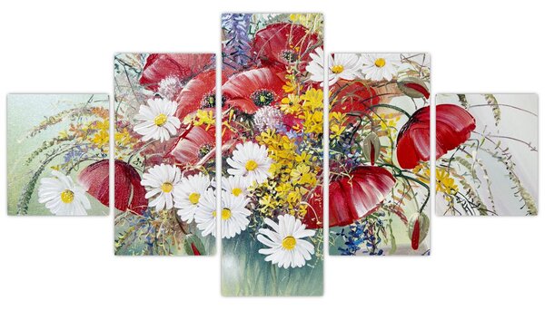 Obraz vázy s divokými květy (125x70 cm)