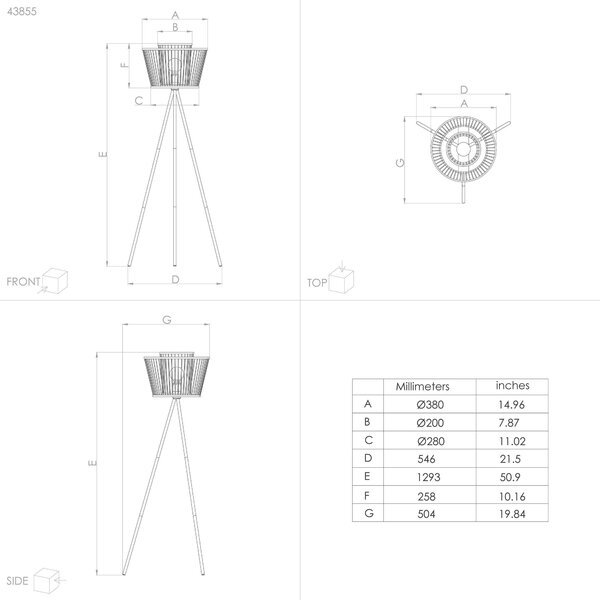 STOJACÍ LAMPA, 38/129,5 cm Eglo - Online Only svítidla, Online Only
