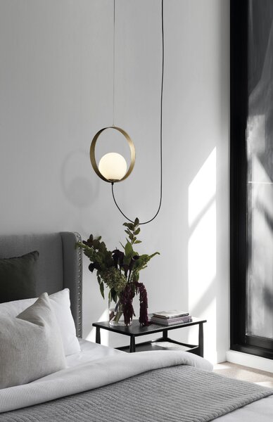 ACB Iluminacion Zavěsné LED svítidlo HALO, ⌀ 25 cm, 5W, CRI90, CCT switch 2700-3000K Barva: Černá, Stmívání, řízení: TRIAC