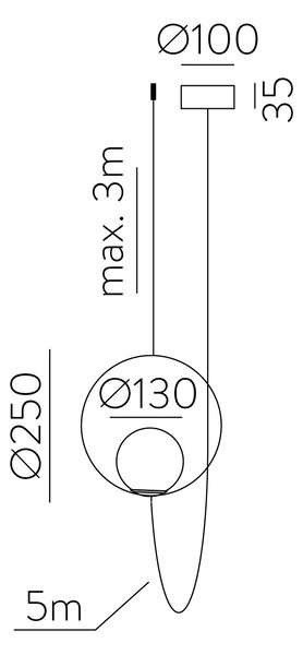 ACB Iluminacion Zavěsné LED svítidlo HALO, ⌀ 25 cm, 5W, CRI90, CCT switch 2700-3000K Barva: Černá, Stmívání, řízení: TRIAC