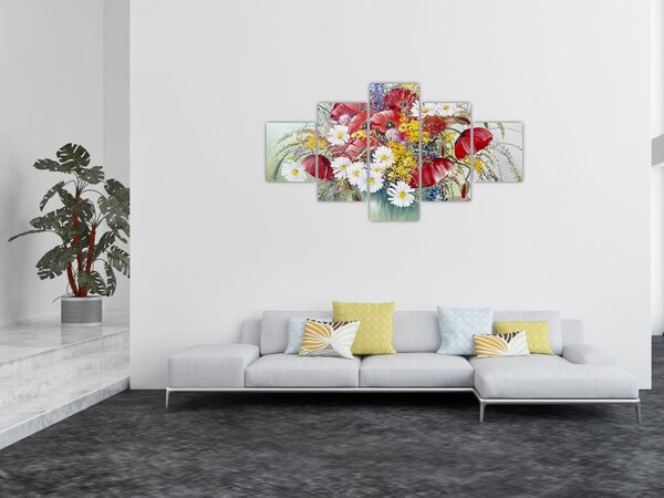 Obraz vázy s divokými květy (125x70 cm)