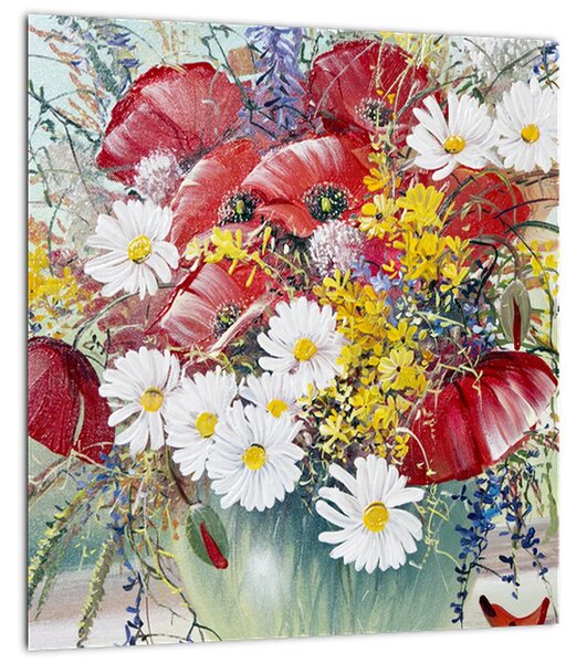 Obraz vázy s divokými květy (30x30 cm)