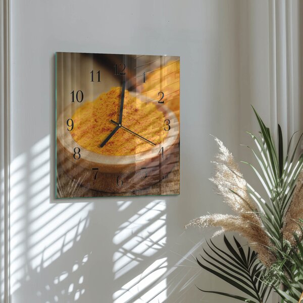 Skleněné hodiny na stěnu Kurkuma zskc-30x30-00182426