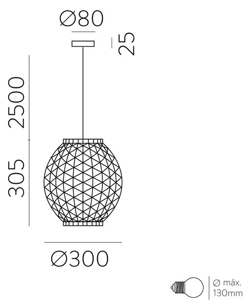 ACB Iluminacion Závěsné svítidlo LENNIS, ⌀ 30 cm, 1xE27 15W Barva montury: Černá