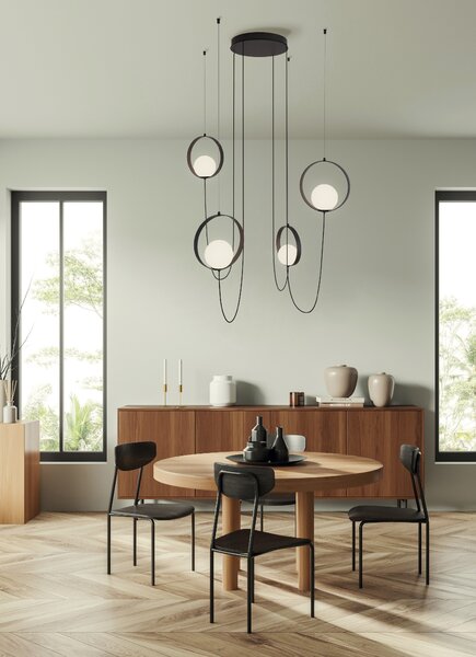 ACB Iluminacion Zavěsné LED svítidlo HALO L4, 4x5W, CRI90, CCT switch 2700-3000K Barva: Černá, Stmívání, řízení: ON/OFF (bez stmívání)