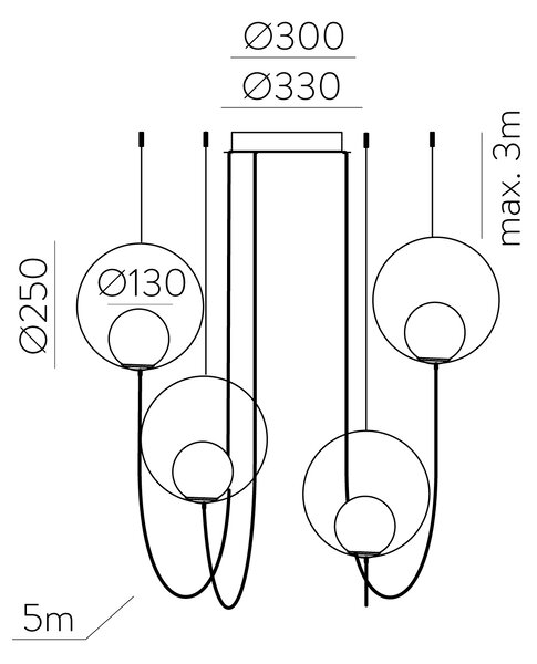 ACB Iluminacion Zavěsné LED svítidlo HALO L4, 4x5W, CRI90, CCT switch 2700-3000K Barva: Černá, Stmívání, řízení: ON/OFF (bez stmívání)