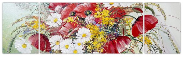 Obraz vázy s divokými květy (170x50 cm)
