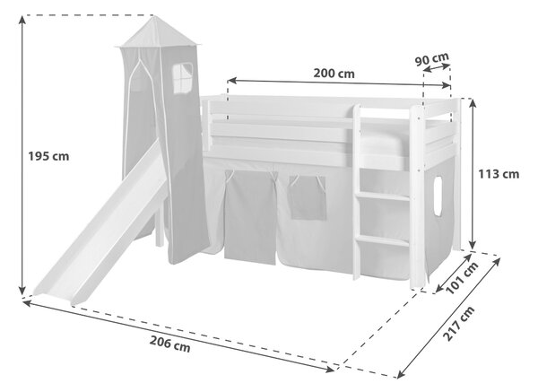POSTEL S PROSTOREM NA HRANÍ, 90/200 cm bílá, tmavě zelená MID.YOU, Online Only