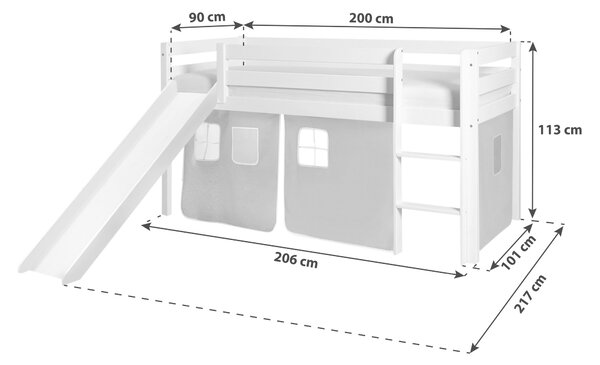 POSTEL S PROSTOREM NA HRANÍ, 90/200 cm růžová, bílá, světle růžová MID.YOU - Dětské postele, Online Only