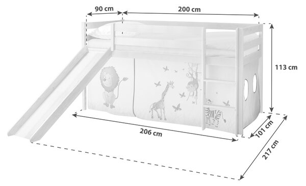 POSTEL S PROSTOREM NA HRANÍ, 90/200 cm vícebarevná, barvy borovice MID.YOU - Dětské postele, Online Only
