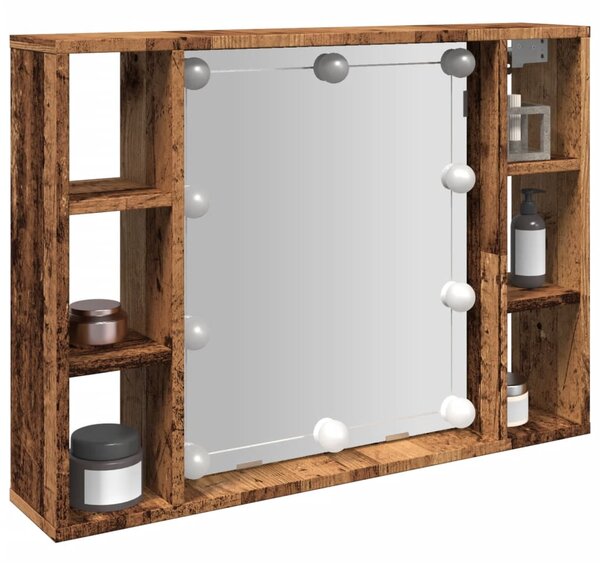Zrcadlová skříňka s LED old wood 76x15x55 cm kompozitní dřevo