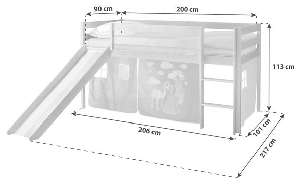POSTEL S PROSTOREM NA HRANÍ, 90/200 cm bílá, šeříková MID.YOU, Online Only