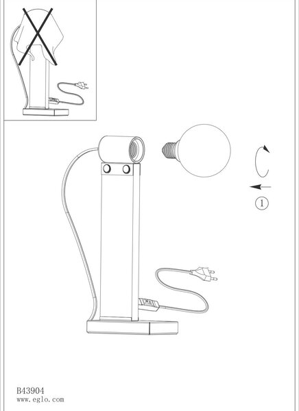 STOLNÍ LAMPA, E27, 6,5/4,5/33 cm Eglo - Online Only svítidla, Online Only