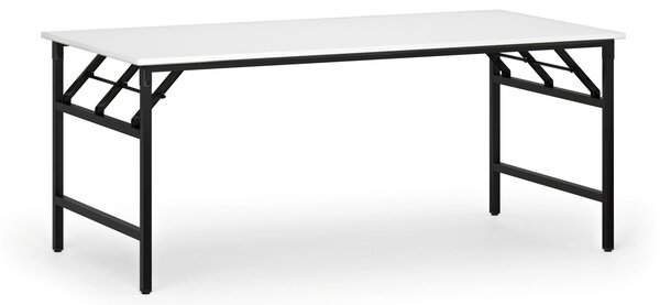 Konferenční stůl FAST READY, 180x90 cm, černá podnož, bílá