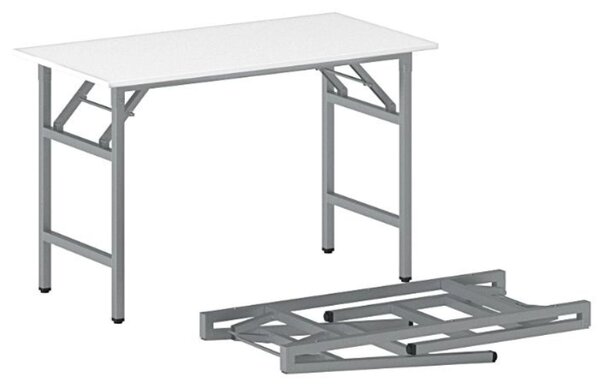 Konferenční stůl FAST READY, 120x60 cm, šedostříbrná podnož, bílá