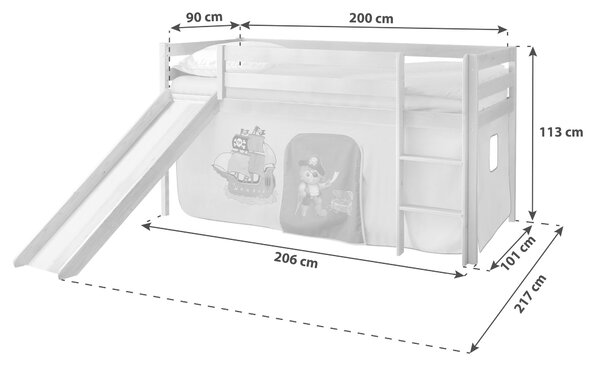 POSTEL S PROSTOREM NA HRANÍ, 90/200 cm modrá, bílá MID.YOU - Dětské postele, Online Only