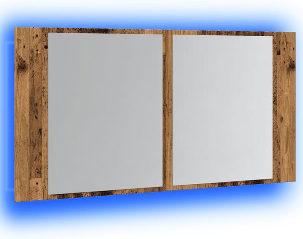 Zrcadlová skříňka s LED old wood 90x12x45 cm kompozitní dřevo