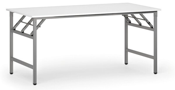 Konferenční stůl FAST READY, 160x80 cm, šedostříbrná podnož, bílá